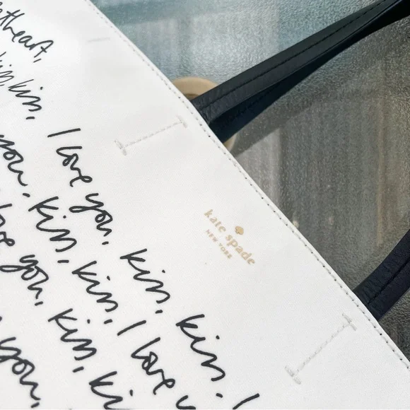 Kate Spade Sold Out Heart It Penelope White Canvas Tote Bag Sweet - Picture 4 of 15